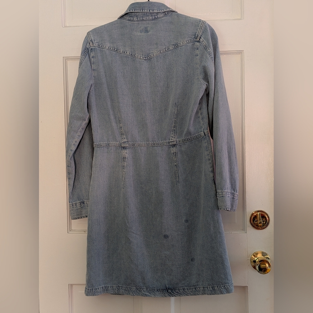 Levi’s Denim Shirt Dress Button Front Light Wash Western Lyocell - Picture 8 of 8